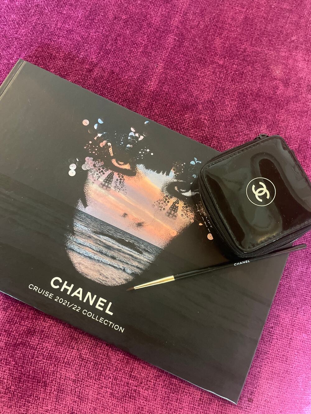 Bundle of Three CHANEL Items CUZ YOU FANCY Black Pouch Eyeliner Brush Book